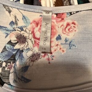 Acting Pro Floral Top - Blue and Pink